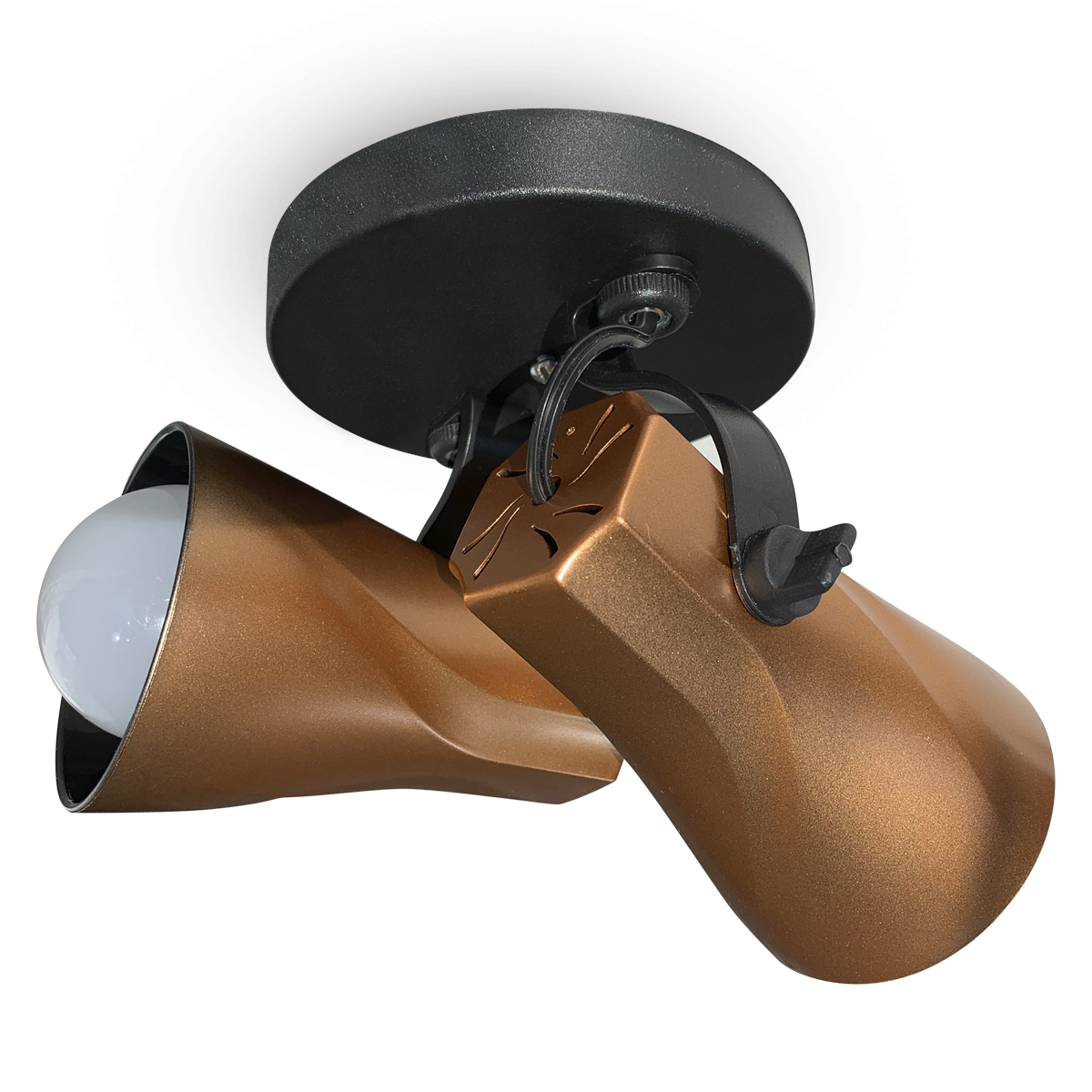 Luminária Spot Sobrepor Redonda Cobre Para 2 Lâmpadas E27 60W - Colombo