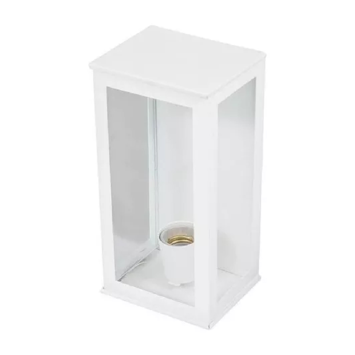 Luminária Arandela Retangular Branco 20W E27 Difusor Vidro Aço Fosfatizado Colonial - Ideal Iluminação