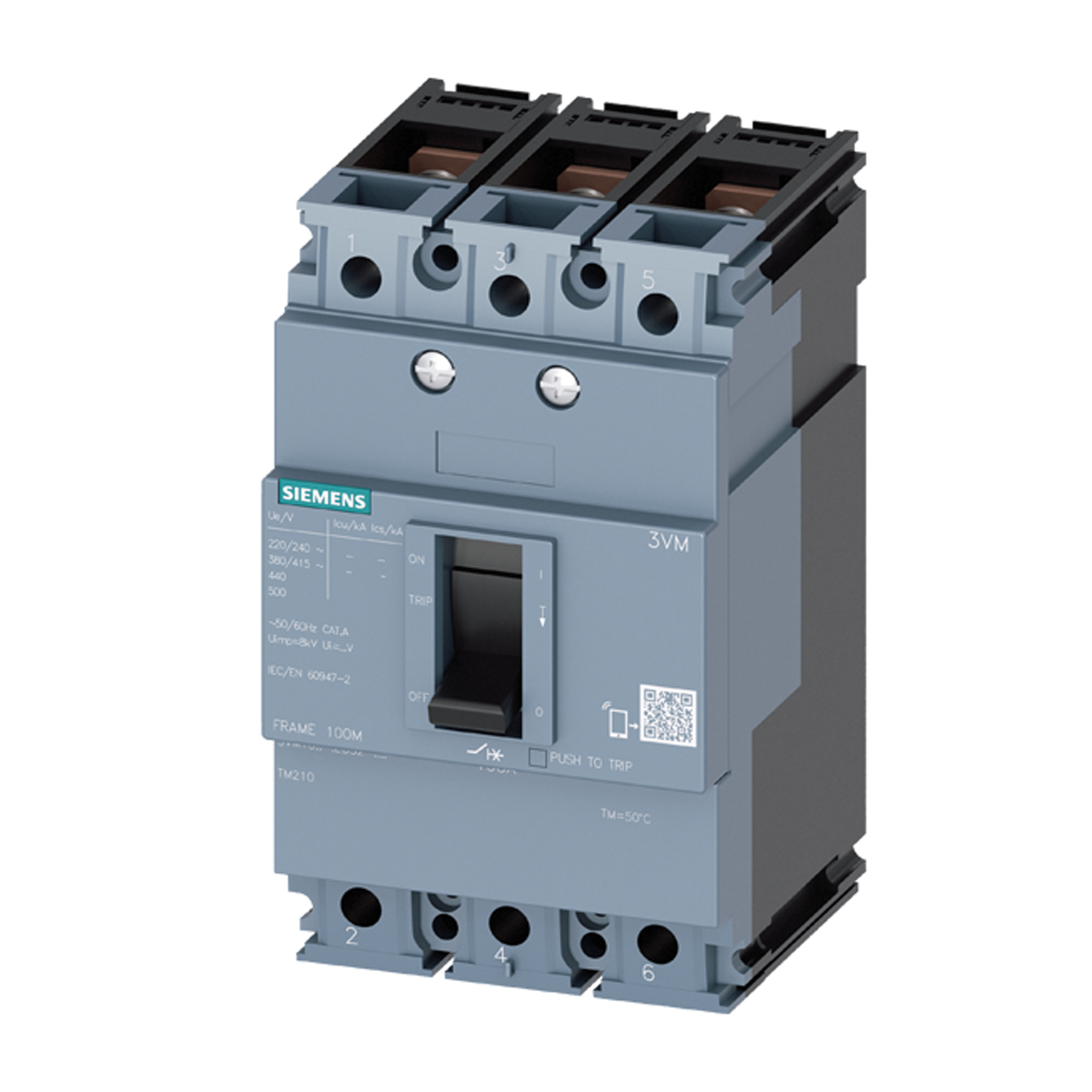 Disjuntor Caixa Moldada Tripolar 100A 16Ka 380V 3VM10102ED320AA0 - Siemens