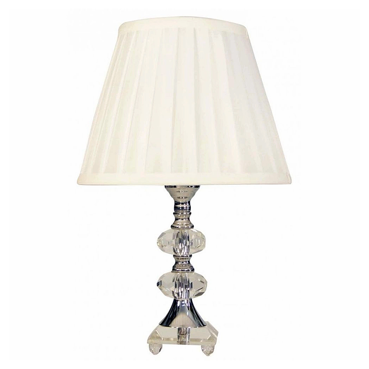 Luminária Abajur Mod 183 Transparente 40W E27 Cúpula Tecido Branco - Uni Presentes