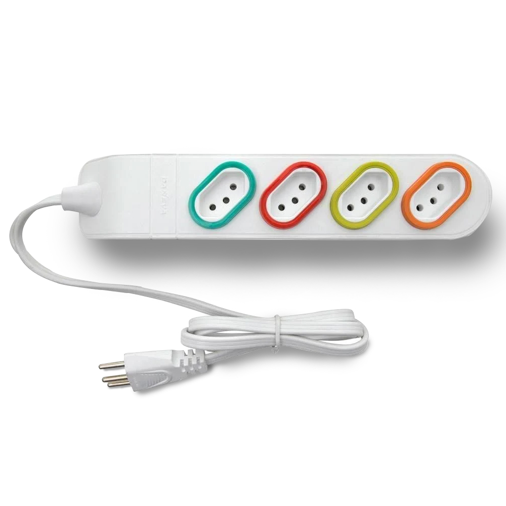 Tomada Régua Extensão 4 Tomadas 10A 1,30 Metros Branca - Daneva