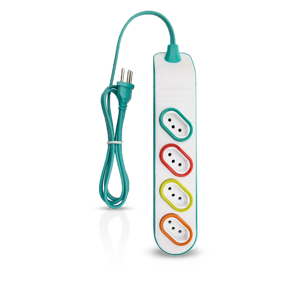 Tomada Régua Extensão 4 Tomadas 10A 3,00 Metros Turquesa - Daneva