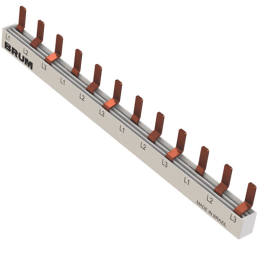 Barramento Norma Din Bifásico 63A 440V 18 Módulos BRB18D - Brum