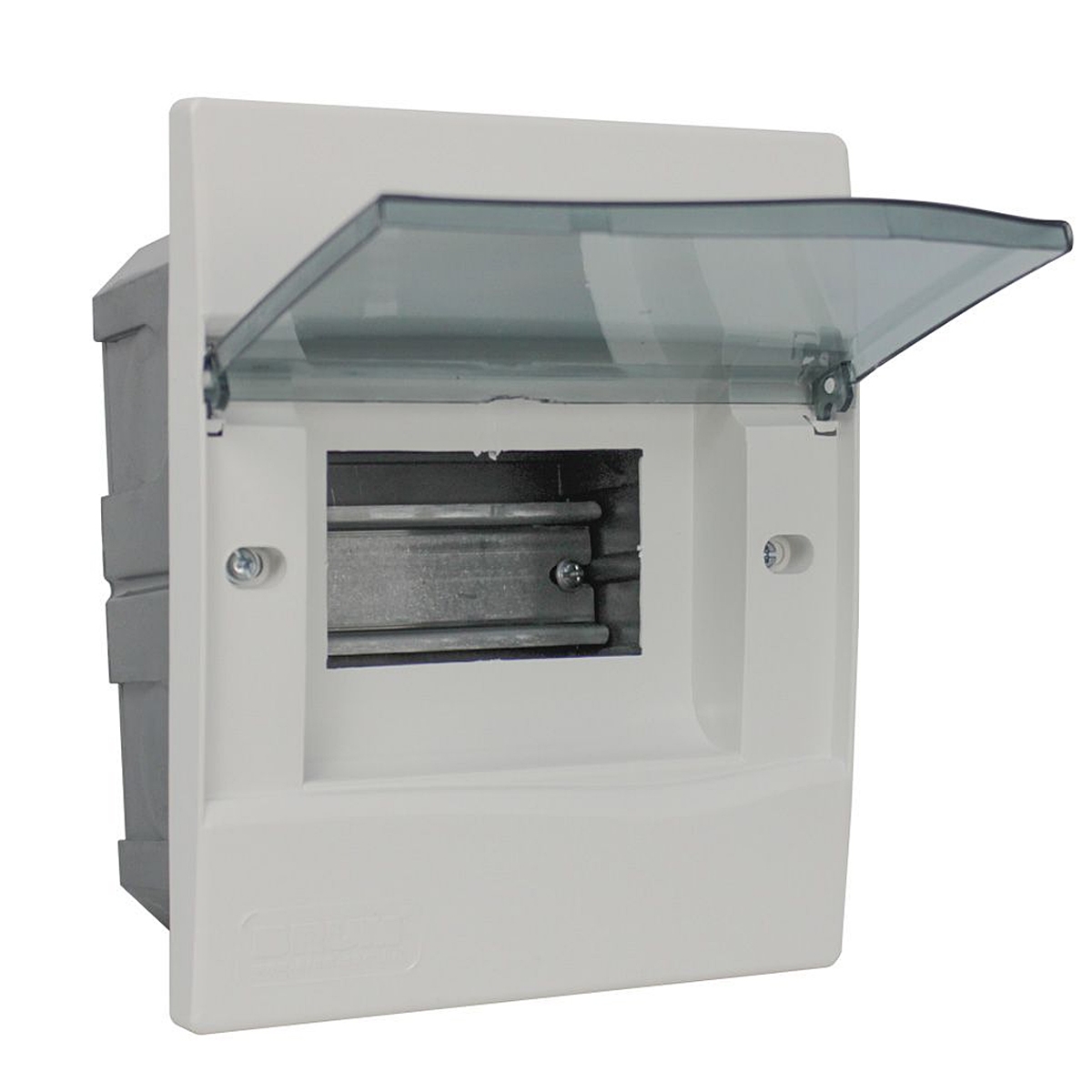 Centrinho Distribuição Embutir 5 Disjuntor Din Porta Transparente Sem Barramento Branco BR5T - Brum