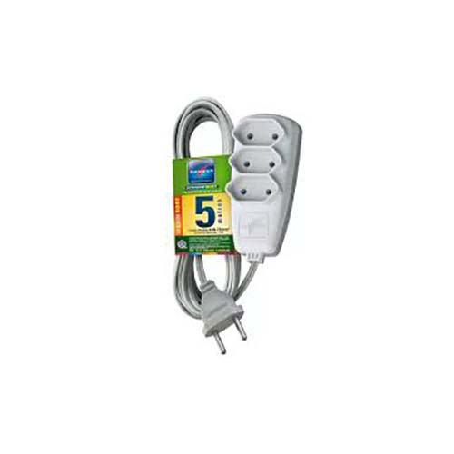 Extensão Elétrica Sort 2X 0,75mm 5 Metros Branco 3 Tomadas 2P 10A 250V - Daneva
