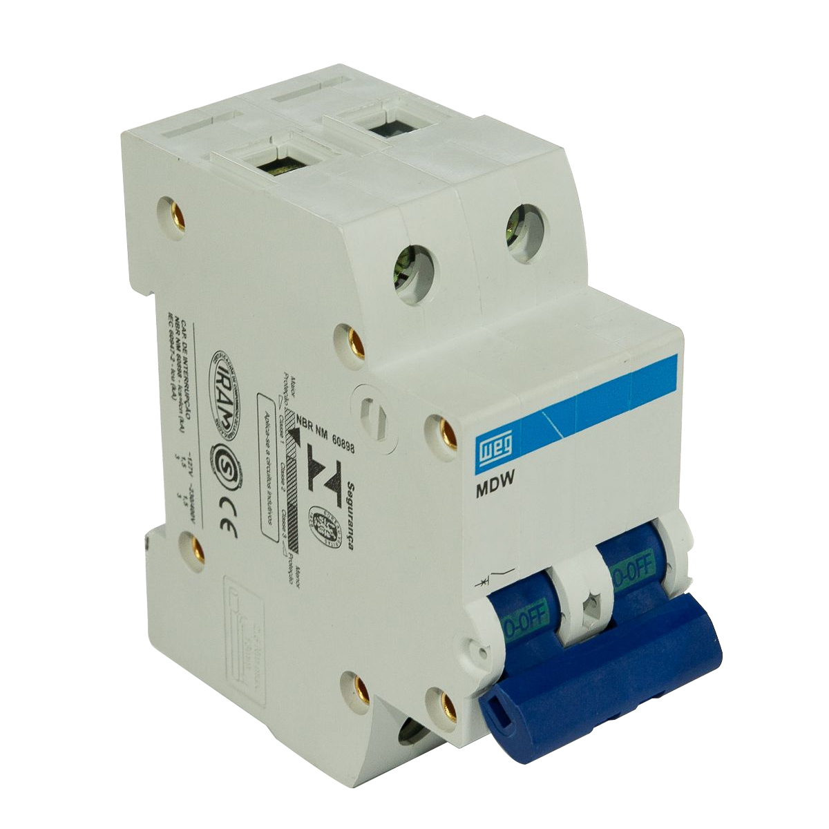 Disjuntor Mini Din Bipolar 16A Curva B 5Ka 230/400V MDW-B16-2 - WEG