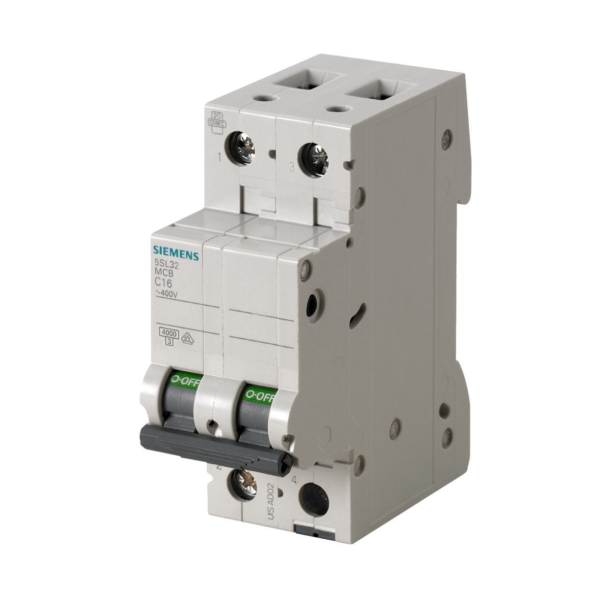 Disjuntor Mini Din Bipolar 16A Curva B 4,5Ka 220/380V 5SL32166MB - Siemens