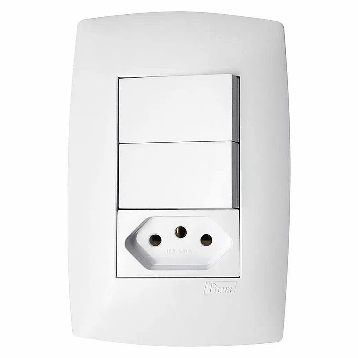 Conjunto 2 Interruptores Simples + 1 Tomada 10A 4X2 Home Branco - Blux