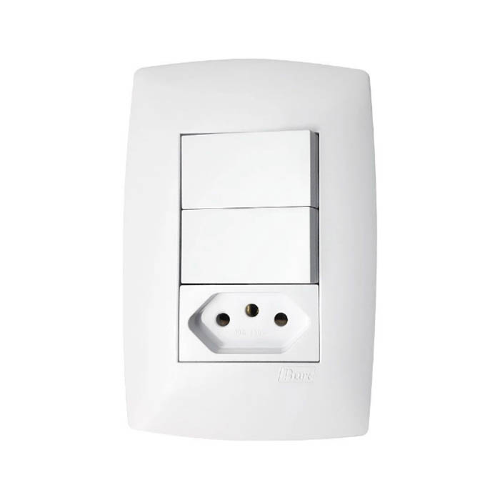 Conjunto 2 Interruptores Paralelos + 1 Tomada 10A 4X2 Home Branco - Blux