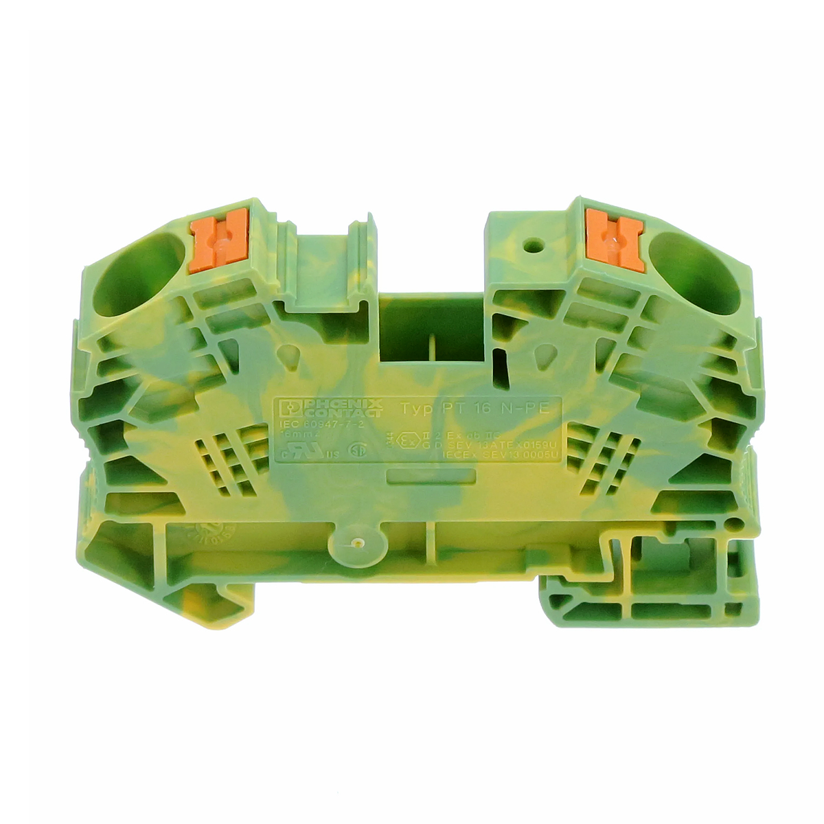 Conector Borne Passagem Terra 2 Conexões 16mm Verde/Amarela PT 16 N-PE - Phoenix