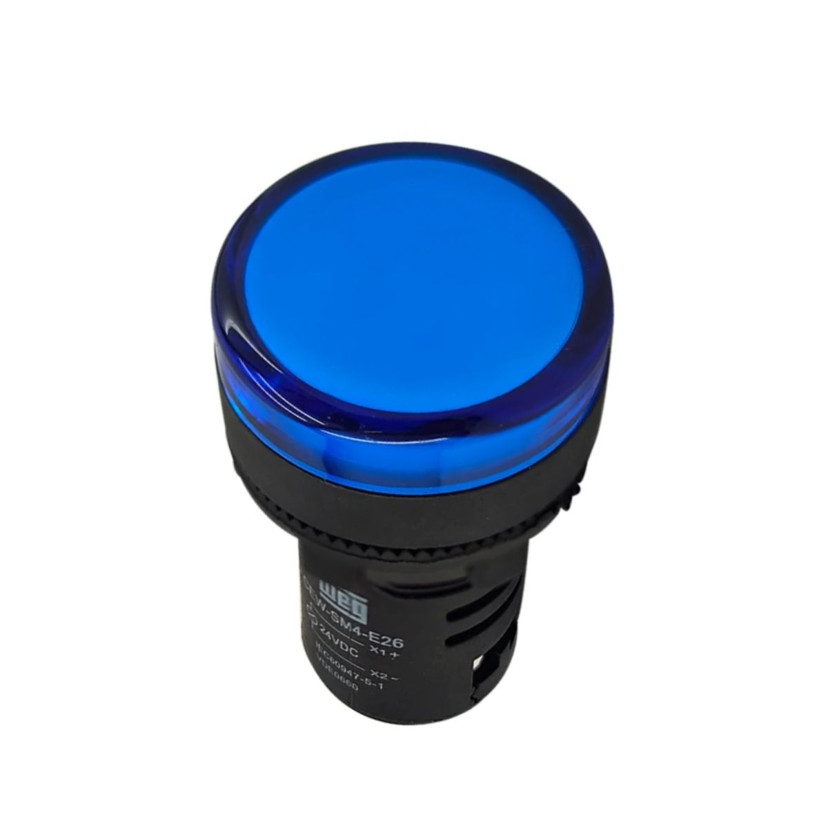 Sinaleiro Monobloco Faceado Redondo 22 mm 24Vca/Cc Plástico Led Azul Plástico Preto Ip54 - Weg