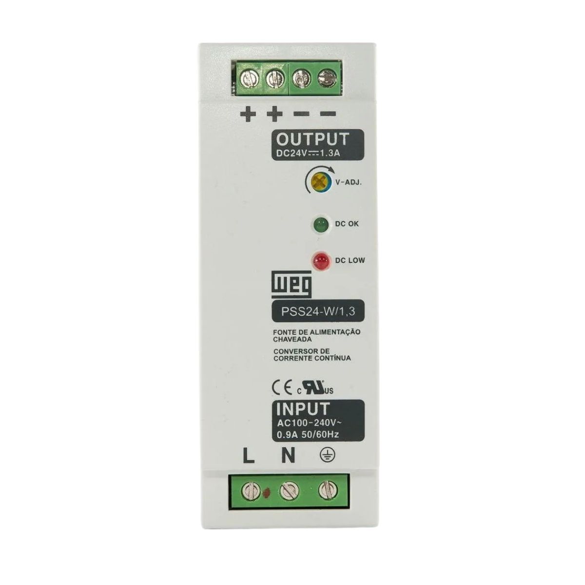 Fonte Alimentação Chaveada 30W 1,3A 100-240V 24Vcc 50/60Hz - Weg