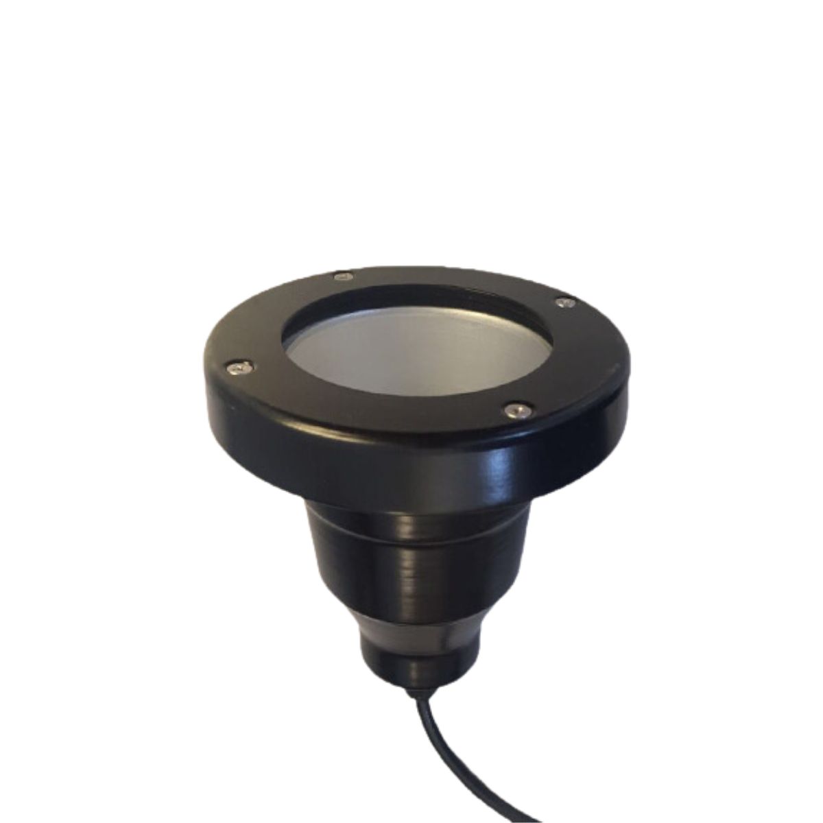 Luminária Solo Embutir Redondo Preto Para Lâmpada Ar70 7W Gu10 Difusor Vidro Temperado LS 207 Maxluz