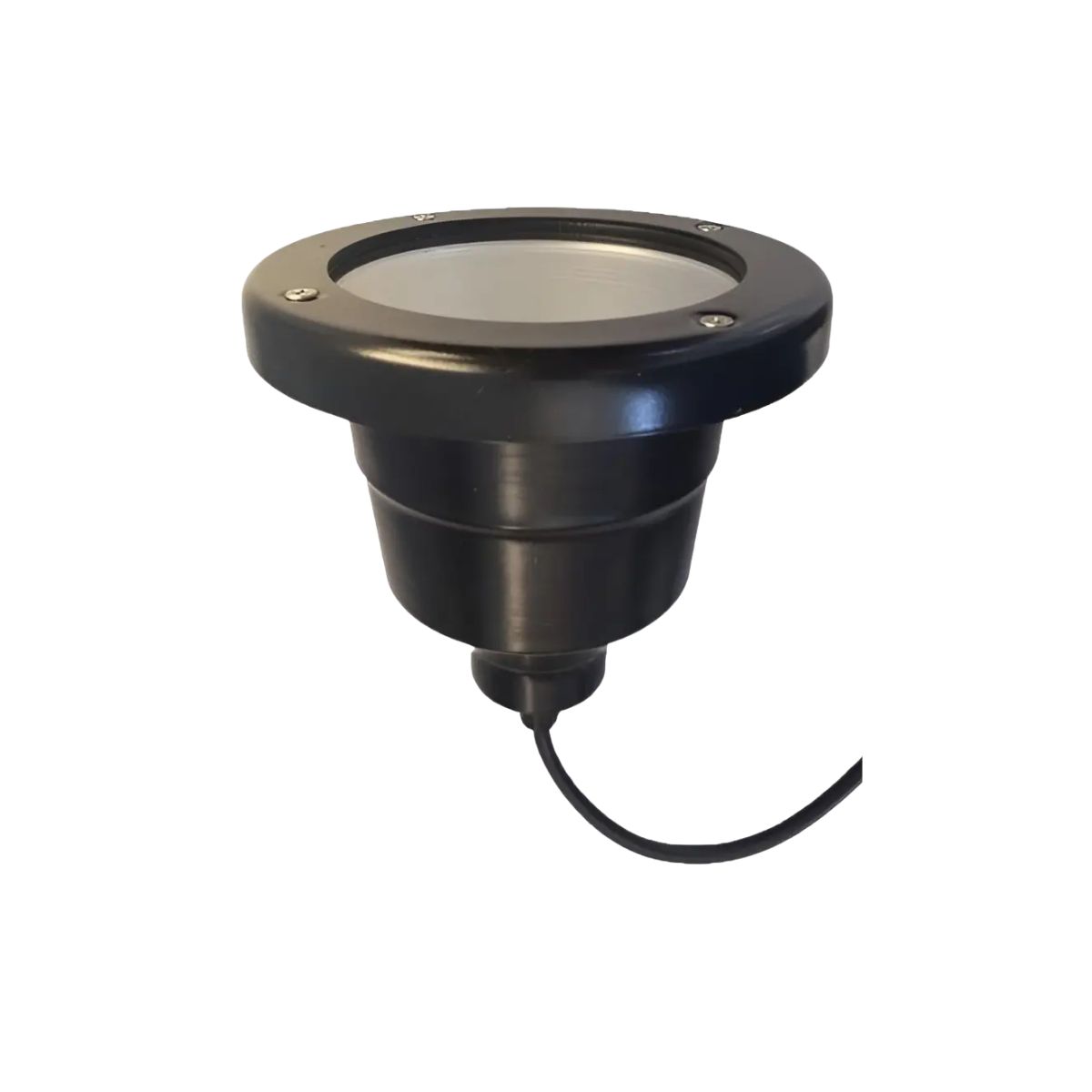 Luminária Solo Embutir Redondo Preto P/Lâmpada Ar111 13W Gu10 Difusor Vidro Temperado - Maxluz