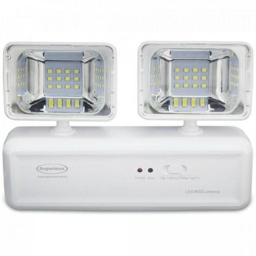 Luminária Emergência Led 2 Faróis 4W Bivolt Com 18 LEDs 400Lm 6H Ip20 - Segurimax