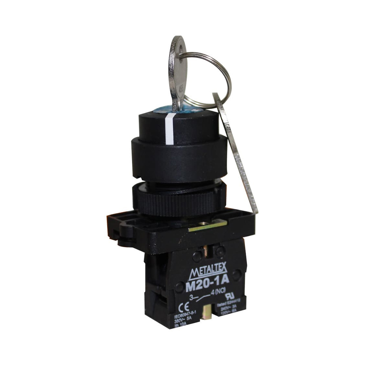 Chave Seletora Plástico 22Mm 2 Posições Fixas 1Na 90G Com Chave - Metaltex