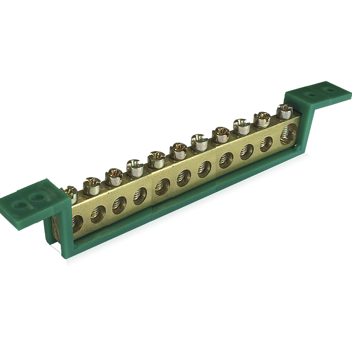 Barramento Elétrico Terra 11 Furos 25mm 80A Sbt11 Verde - Steck