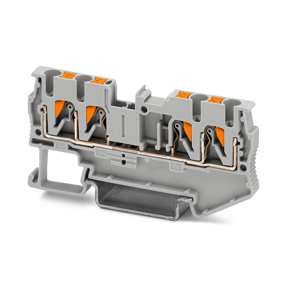 Conector Borne Passagem 4 Conexões 2,50Mm 800V Cinza Poliamida 24A Push-In - Phoenix