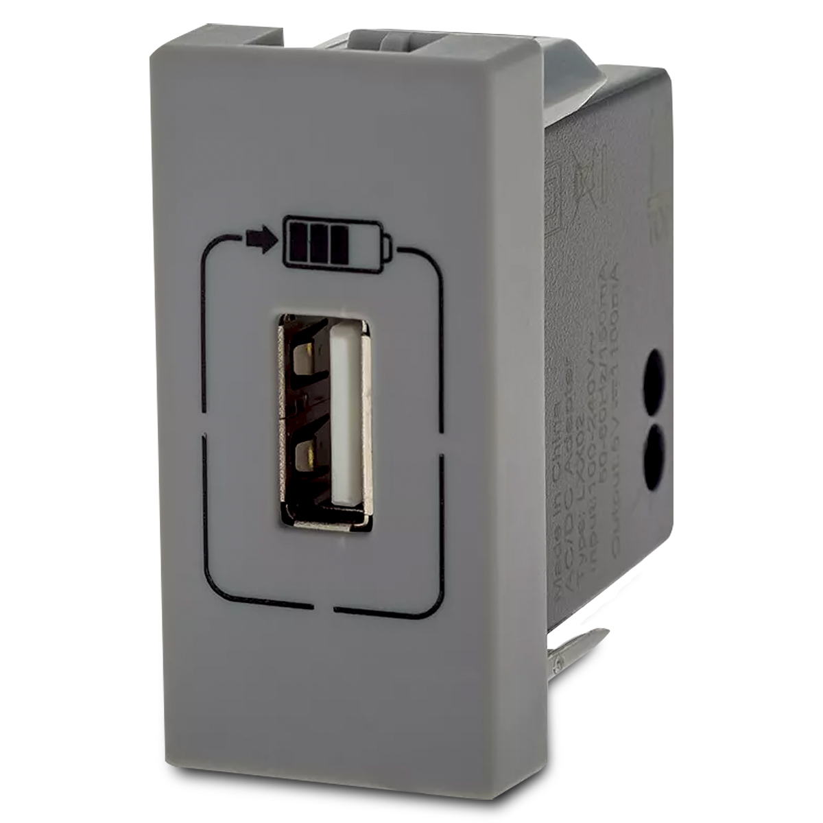 Módulo Tomada Carregador 1 Entrada Usb 1,1A Bivolt Pialplus+ Cinza 1 Módulo - Pial