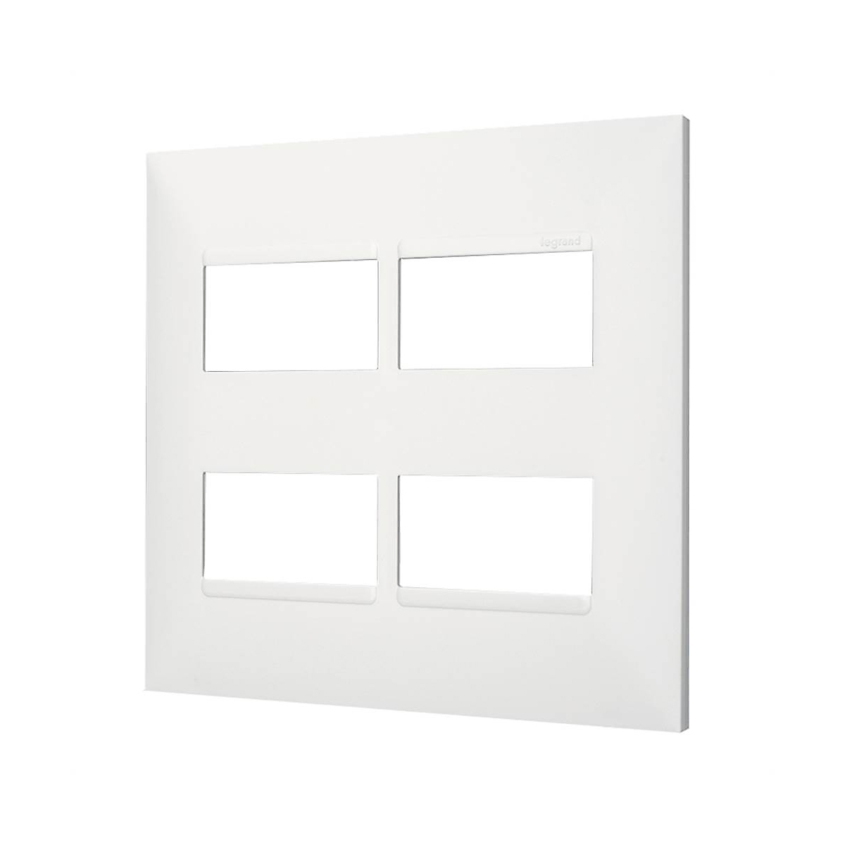 Placa Acabamento 4 Postos Horizontal 4x4 Branco - Pialplus+