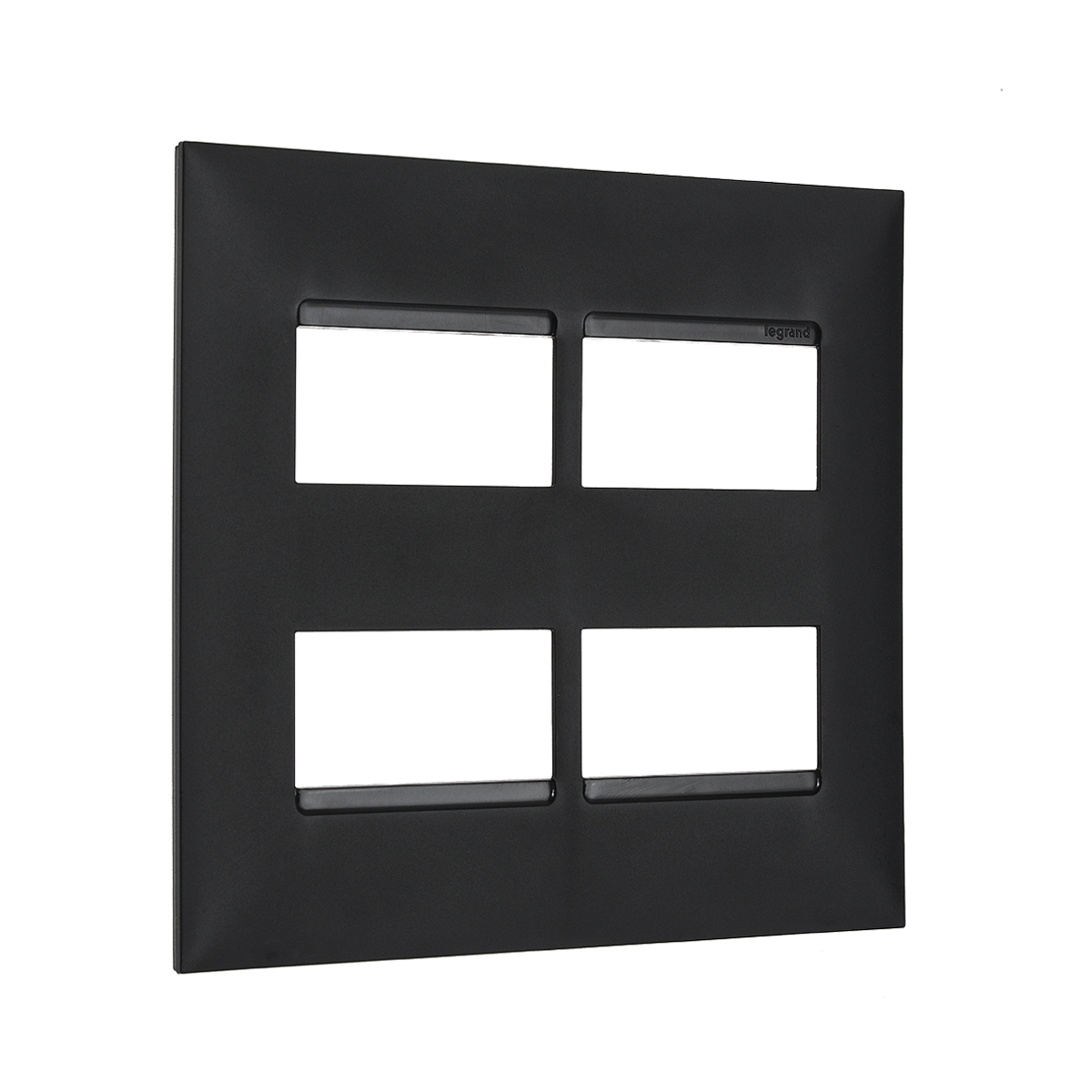 Placa Acabamento 4 Postos Separados Horizontal 4x4 Preto - Pialplus+
