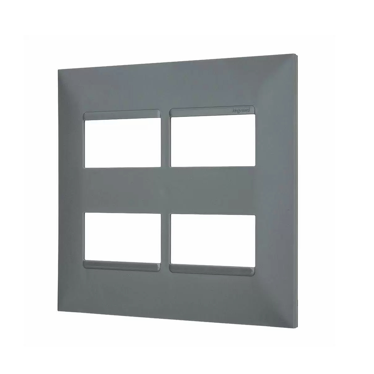 Placa Acabamento 4 Postos Separados Horizontal 4x4 Cinza - Pialplus+