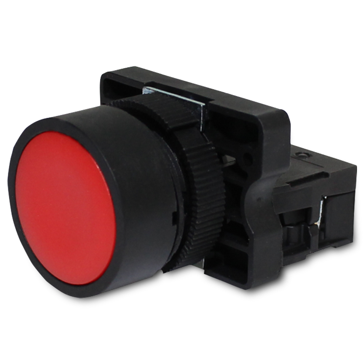 Botão De Comando Faceado Plástico 1Nf 22Mm Vermelho Pulsador Redondo - Metaltex