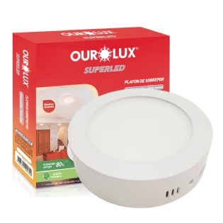 Luminária Plafon Led Sobrepor Redondo Branco 24W Bivolt 4000K Luz Branca - Ourolux