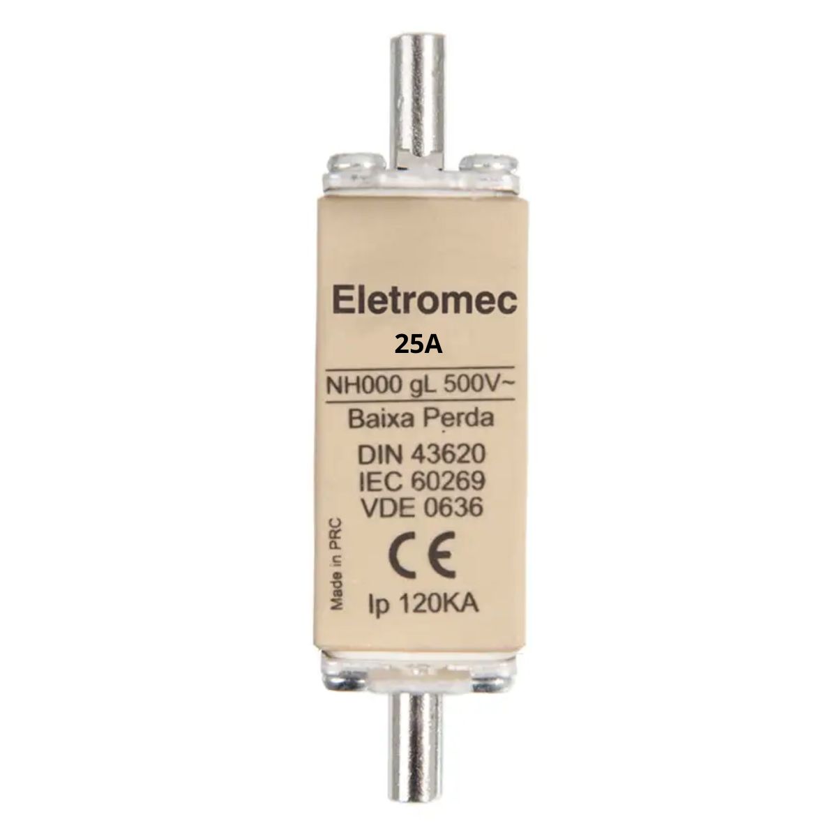 Fusível Nh Retardado Gg/Gl 25A 500V 120Ka T-000 NH000GL025C - Eletromec