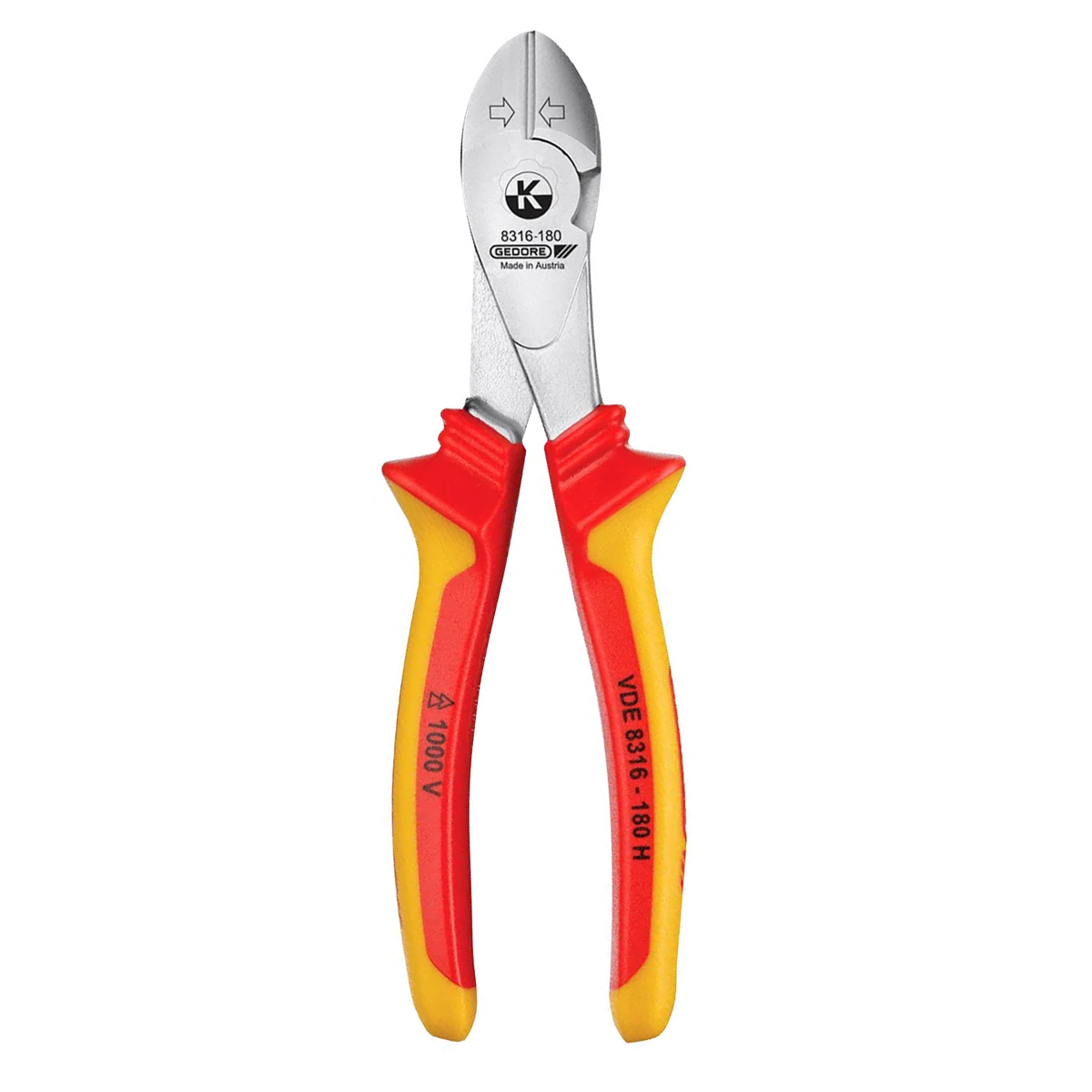 Alicate Corte Diagonal 180mm 7 Polegadas 1000V Verde/Vermelho/Amarelo - Gedore