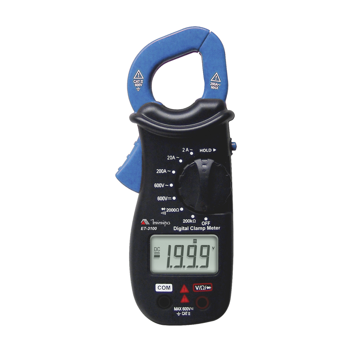 Alicate Amperímetro Digital 3 1/2D/ Cat II 200A Datahold - Minipa