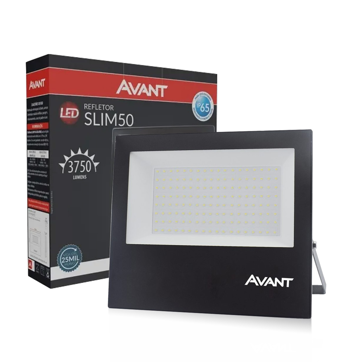 Luminária Refletor Led Quadrada 50W Bivolt 6500K Luz Branca - Avant