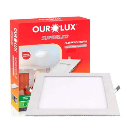 Luminária Plafon Led De Embutir Quadrado 24W Bivolt 6400K Luz Branca - Ourolux