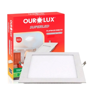 Luminária Plafon Led Quadrado Embutir 24W 2700K Luz Amarela - Ourolux