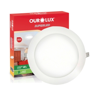 Luminária Plafon Led Embutir Redondo Branco 18W Bivolt 2700K Luz Amarela - Ourolux