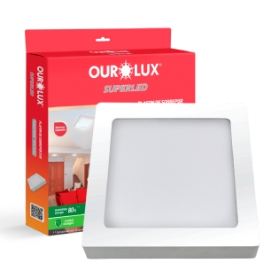 Luminária Plafon Led Sobrepor Quadrado 12W Bivolt 6400K Luz Branca - Ourolux