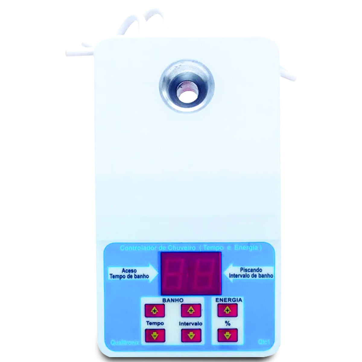 Controle Timmer Digital De Chuveiro Branco Abs Qct01 - Qualitronix