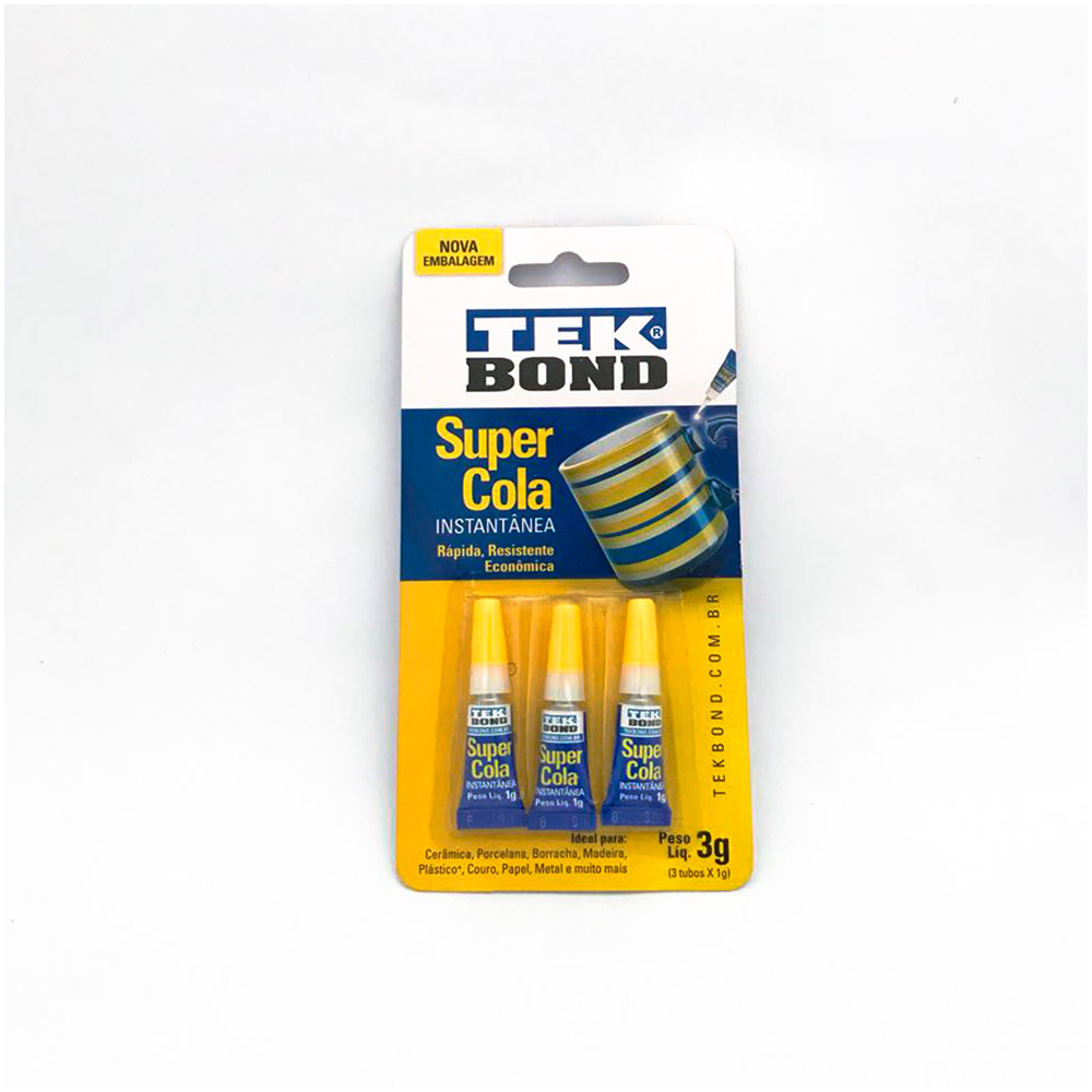 Cola Instantânea Super Cola 1G Com 3 Unidades - Tek Bond