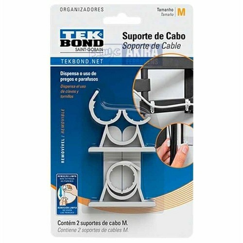 Suporte Organizador Cabos Médios Com 2 Unidades - Tek Bond
