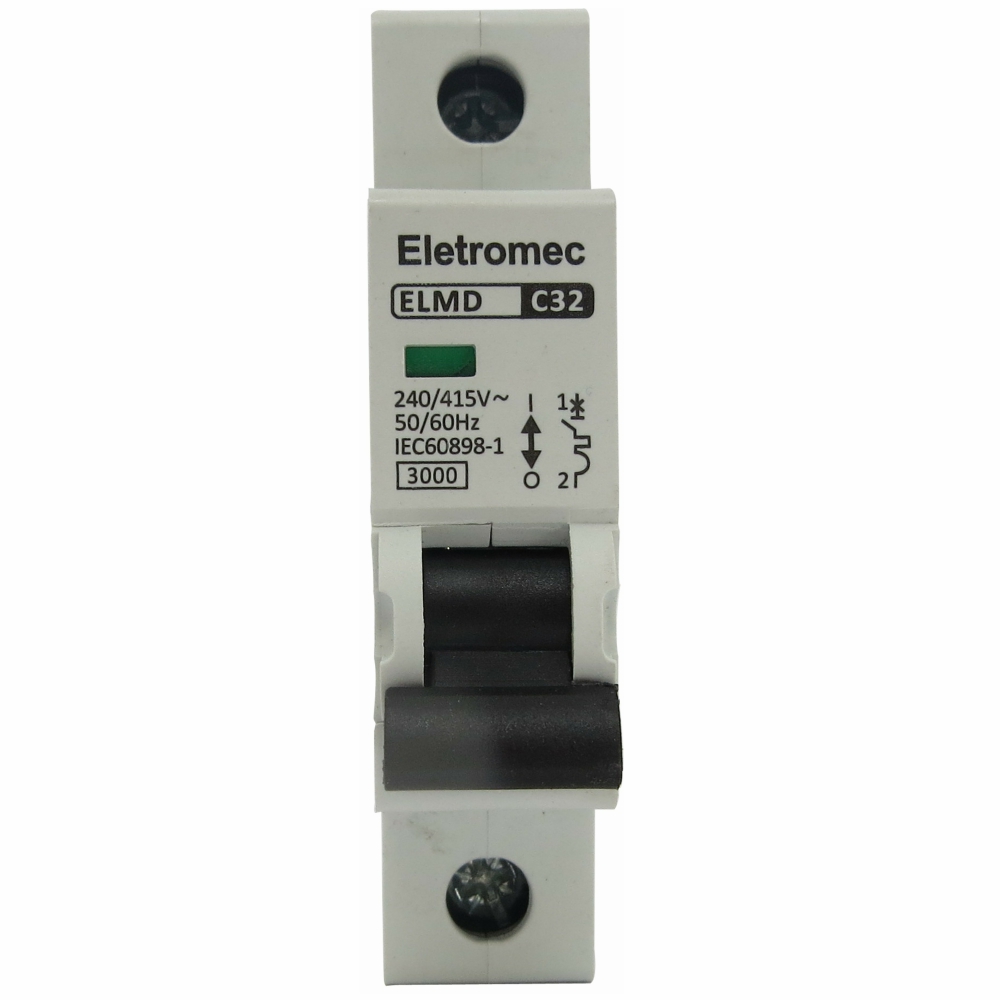 Disjuntor Mini Din Unipolar 32A Curva C 3Ka 230/400V ELMD-1C32 - Eletromec