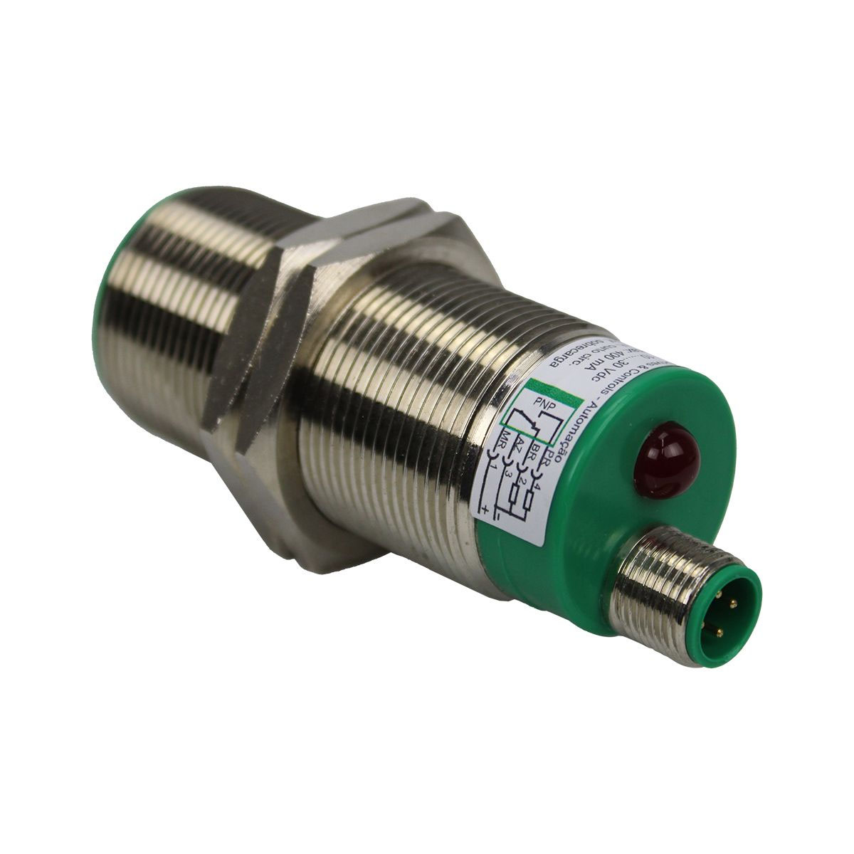 Sensor Indutivo Cilíndrico Roscado Sn-10mm M30X1,00mm Latão 10-30V M12 SL10-30G3LP2 - WEG