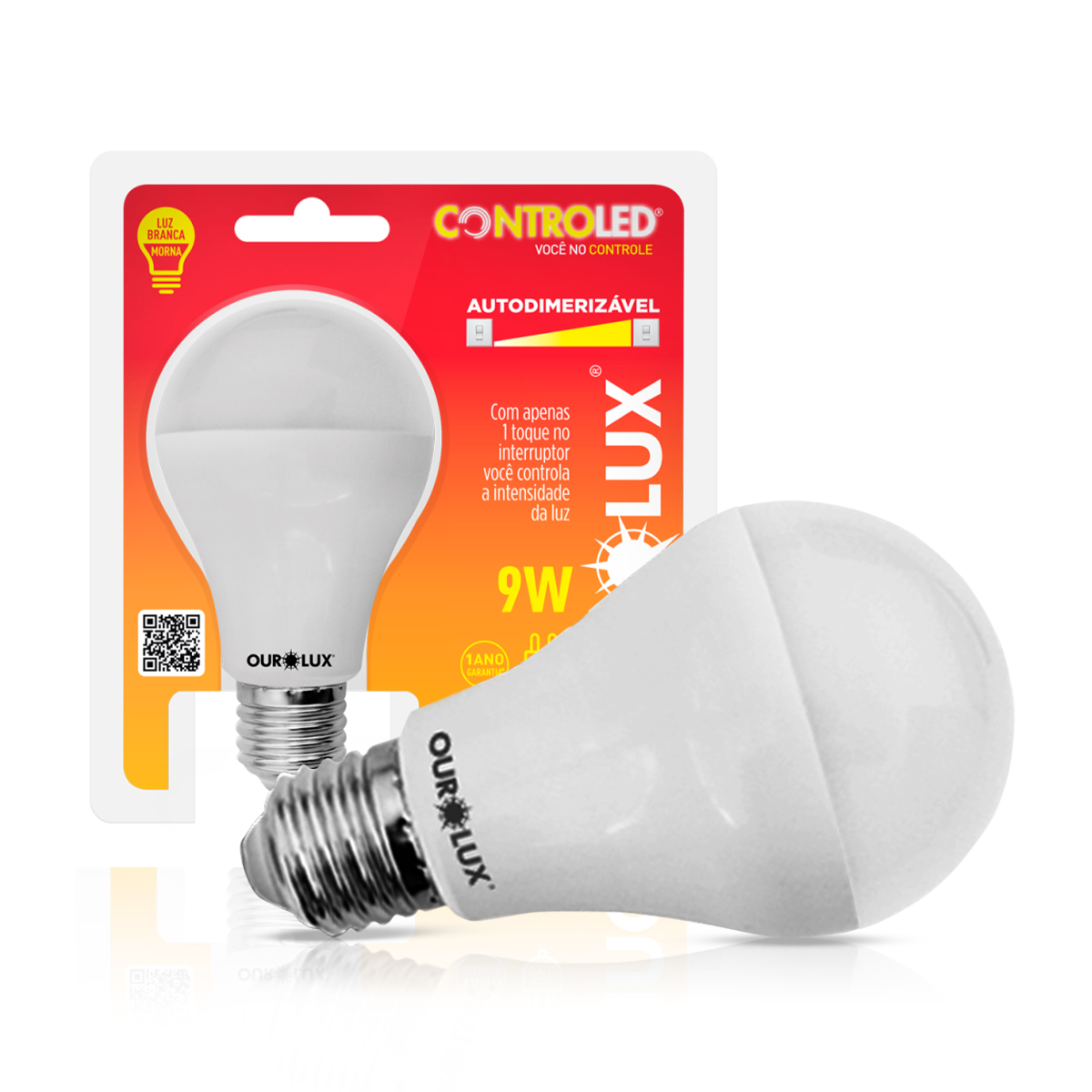 Lâmpada Led Inteligente Smart Autodimerizável 9W Bivolt E27 2700K Luz Amarela - Ourolux