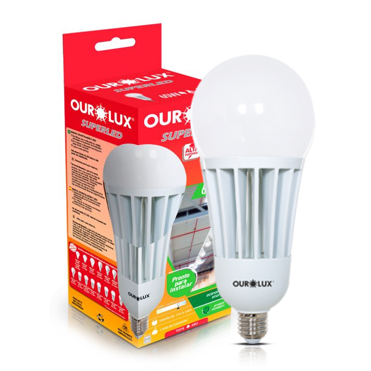 Lâmpada Led Bulbo Alta Potência A110 65W Bivolt E40 6500K Luz Branca - Ourolux