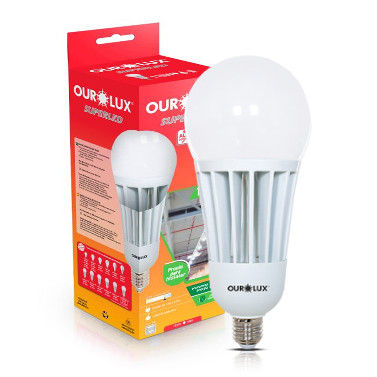 Lâmpada Led Bulbo Alta Potência A125 115W Bivolt E40 6500K Luz Branca - Ourolux