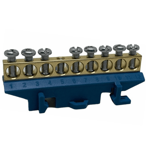 Barramento Neutro 8 Polos Com Suporte Azul 096.200.219 - Brum