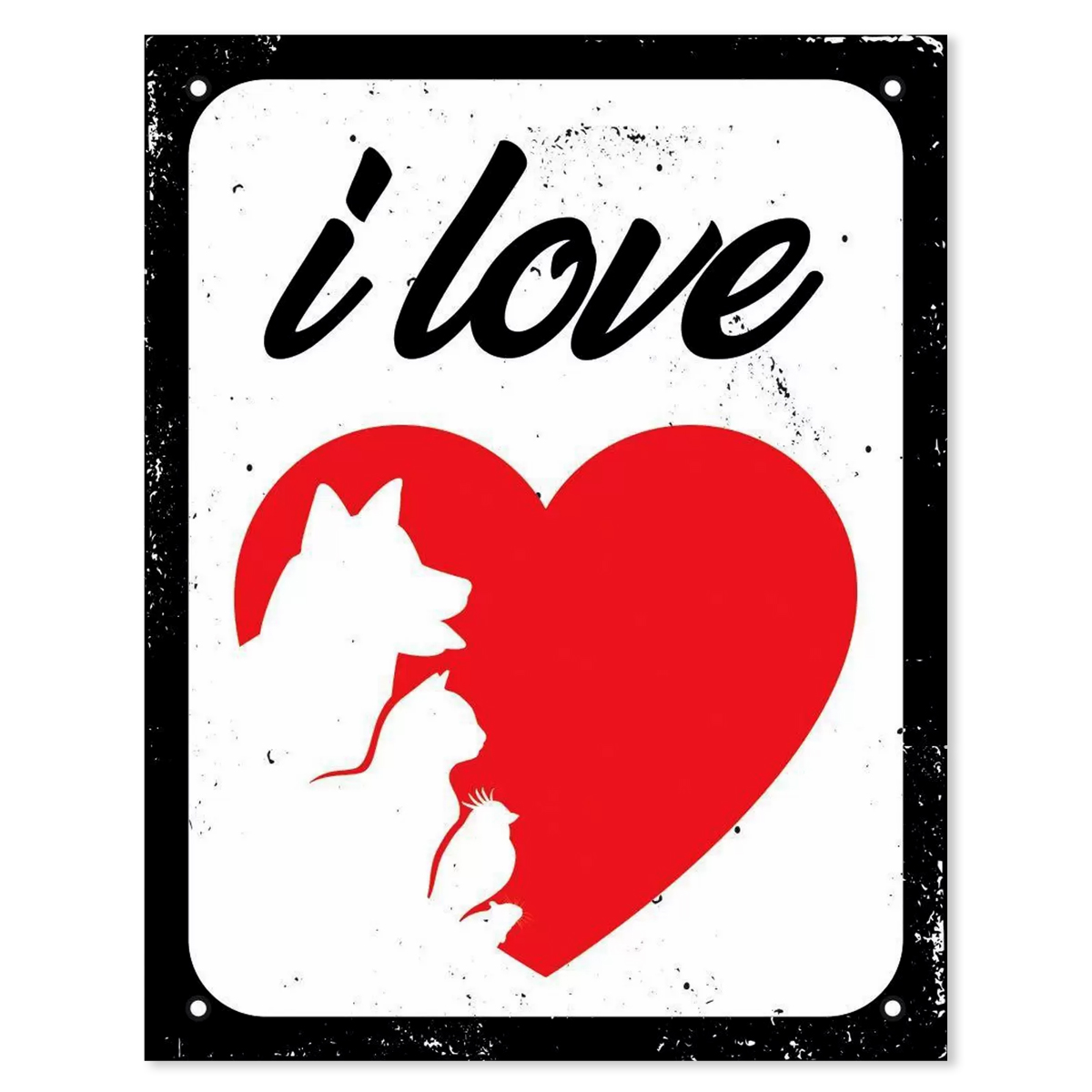 Placa Sinalização Poliestireno 180X230mm Eu Amo Todos Os Animais - Sinalize