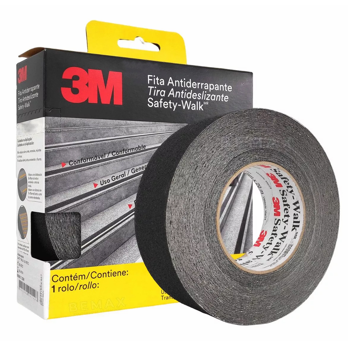 Fita Adesiva Antiderrapante Preto 50Mmx20 Metros Uso Geral Safety Walk - 3M Do Brasil