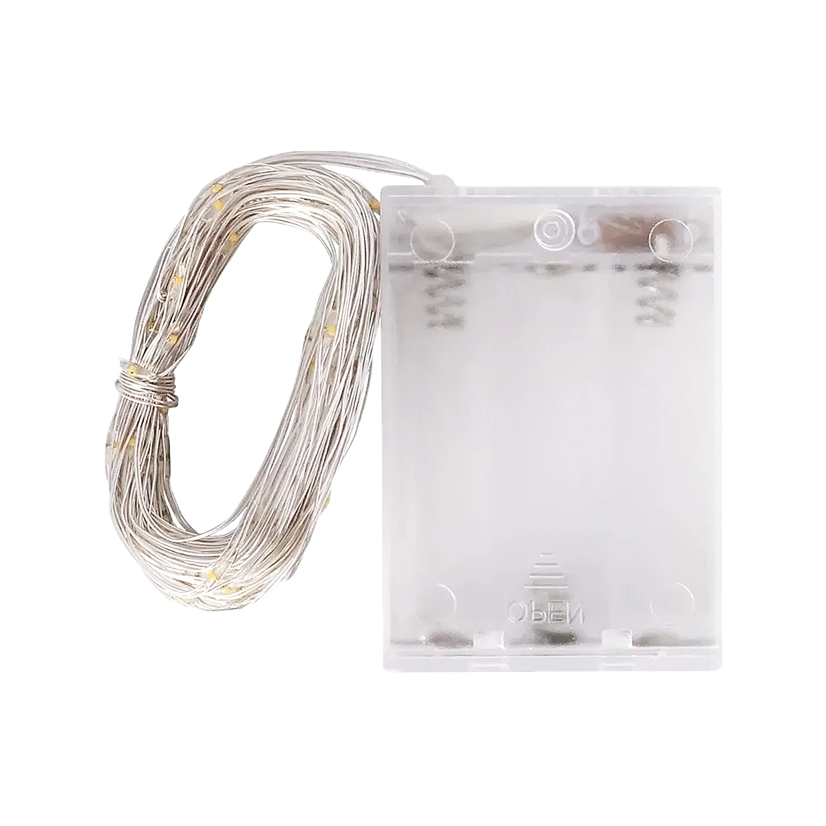 Cordão Fio Arame Decorativo Pisca-Pisca Branco Com 50 Leds Pilha