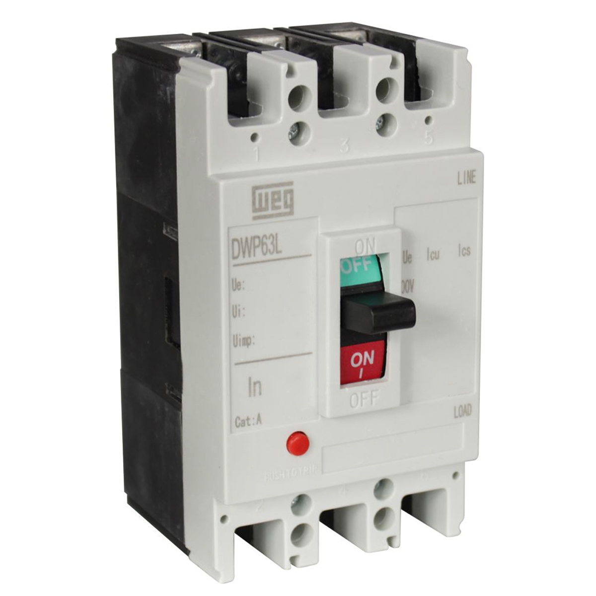 Disjuntor Caixa Moldada Tripolar 50A 15Ka 380/400V DWP63L-50-3 - WEG