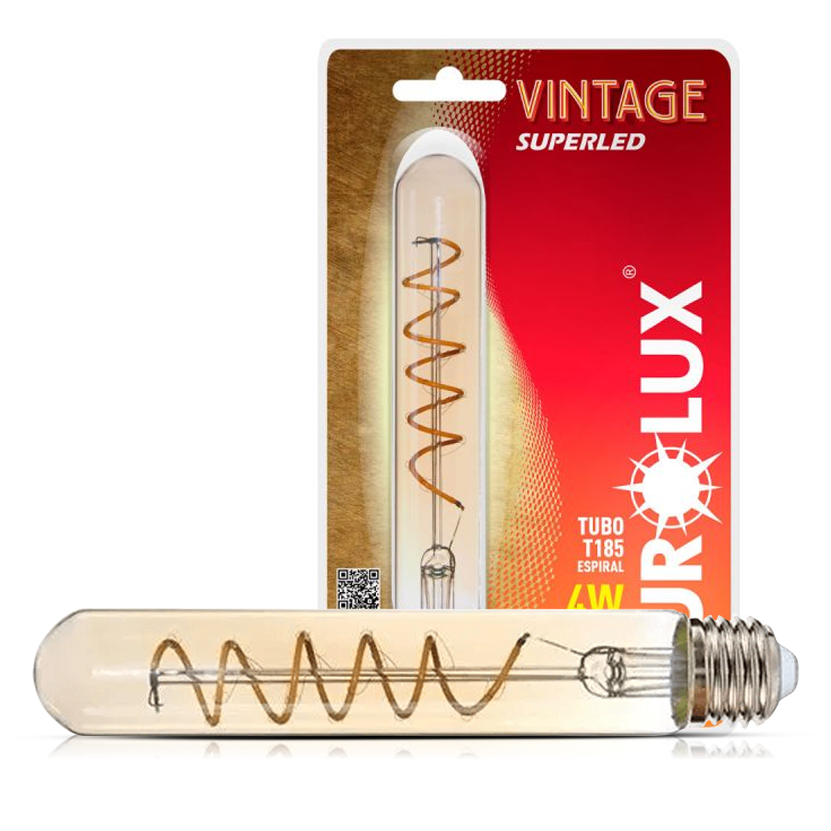 Lâmpada Led Filamento Tubo T185 4W Bivolt E27 2400K Luz Amarela - Ourolux